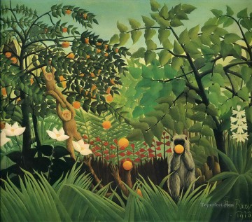 エキゾチックな風景 1910 アンリ・ルソーの猿 Oil Paintings